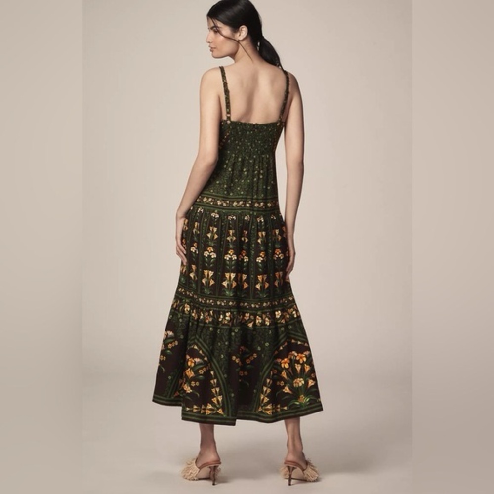 Anthropologie Farm Rio Flowers Arch Sleeveless Linen Blend Midi Dress L NWT - Picture 2 of 6